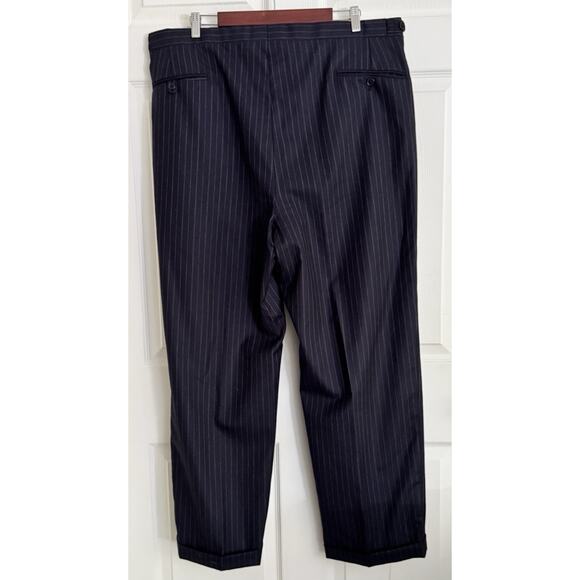 Ralph Lauren Purple Label Men's Navy Blue Pin Broken Chalk Stripe Wool Suit 46L - Picture 4 of 16